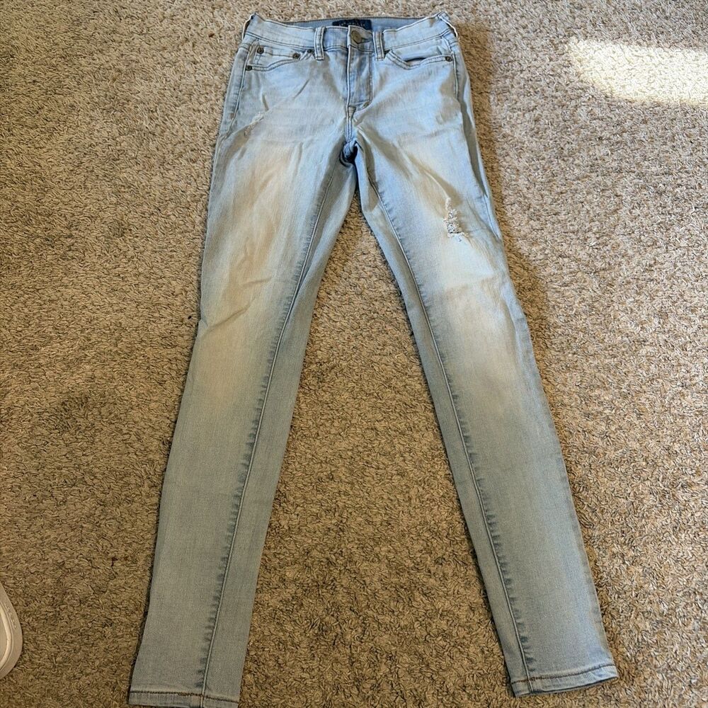 Aero Misses Skinny Fit Blue Jeans Jeggings distressed light wash Size 00